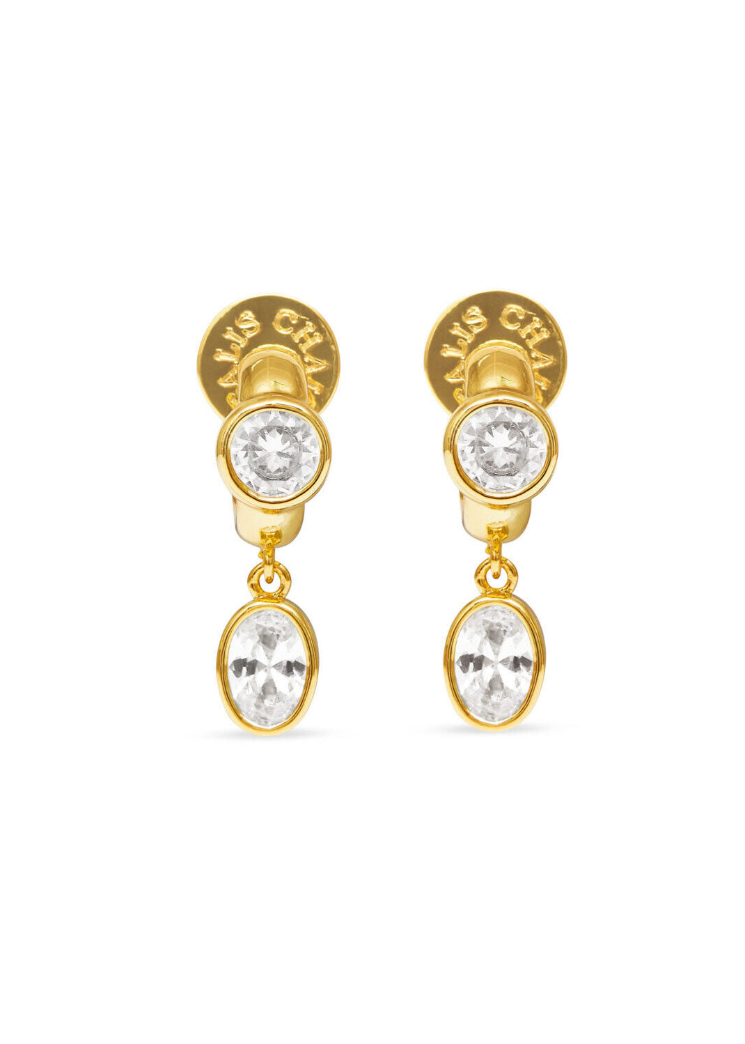 Talis Chains CZ One Drop Huggie Earrings - White