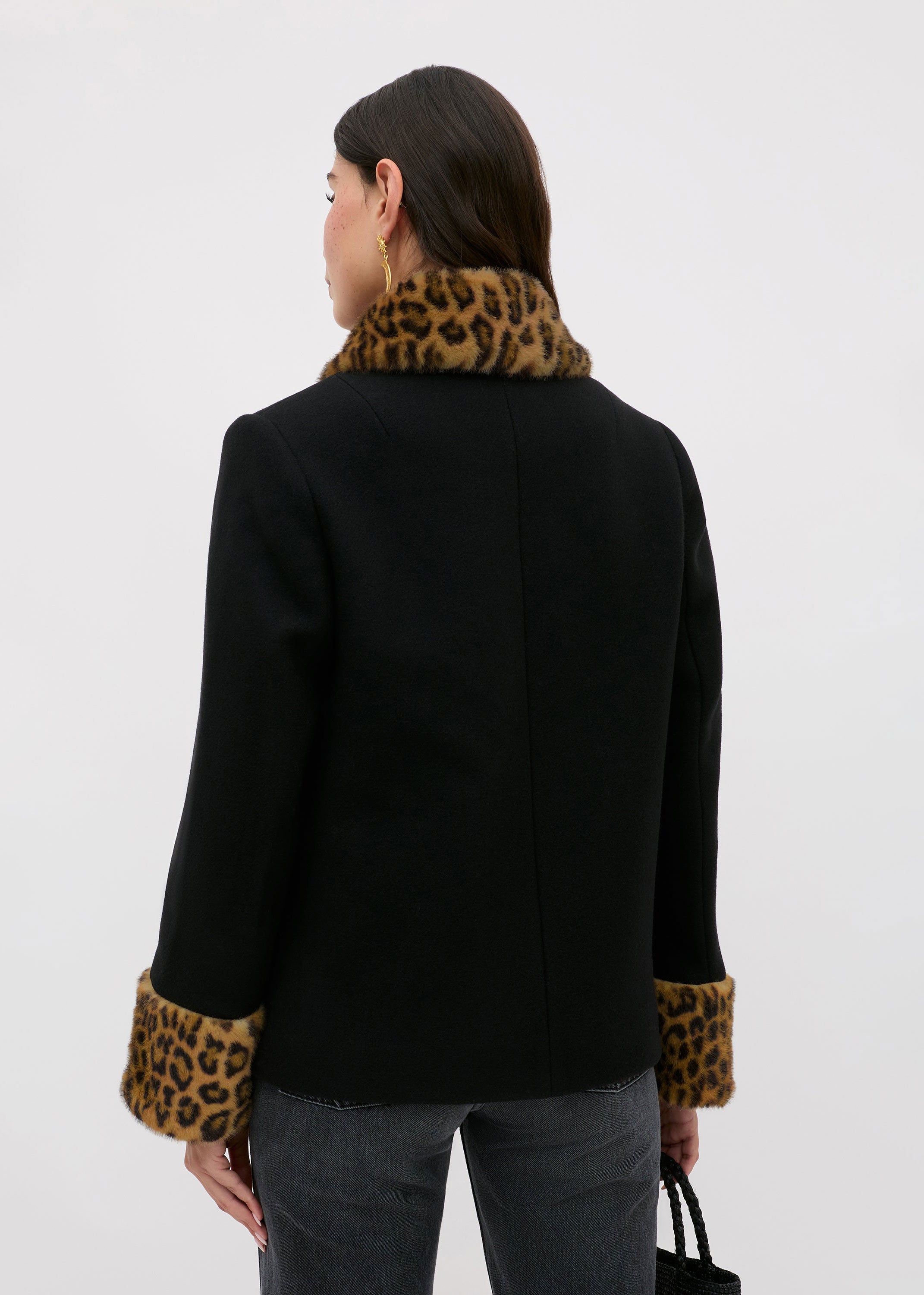 Rixo Aldith Wool Jacket - Marla Leopard Black