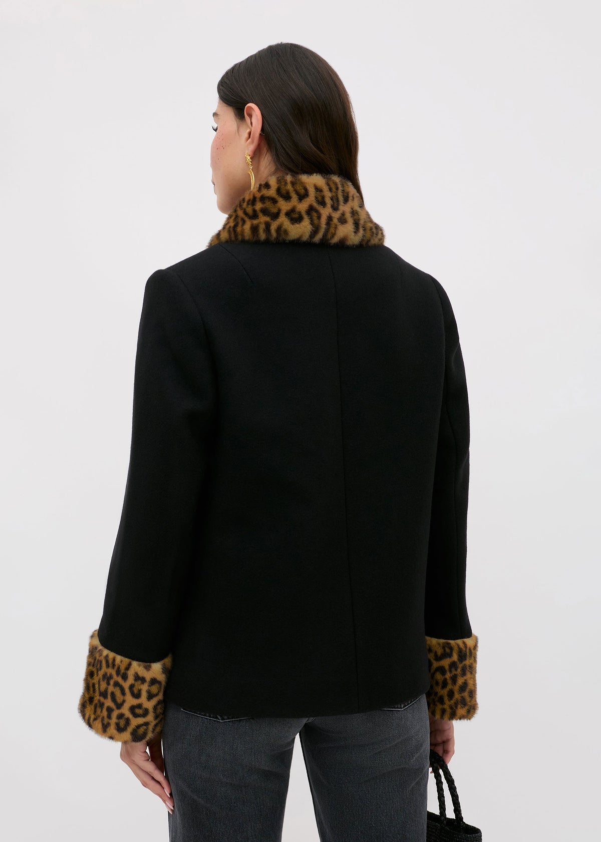 Rixo Aldith Wool Jacket - Marla Leopard Black