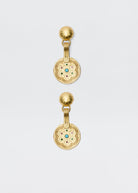 Rixo Anouk drop earrings in 18-karat gold-plated brass with gem-set engraved discs
