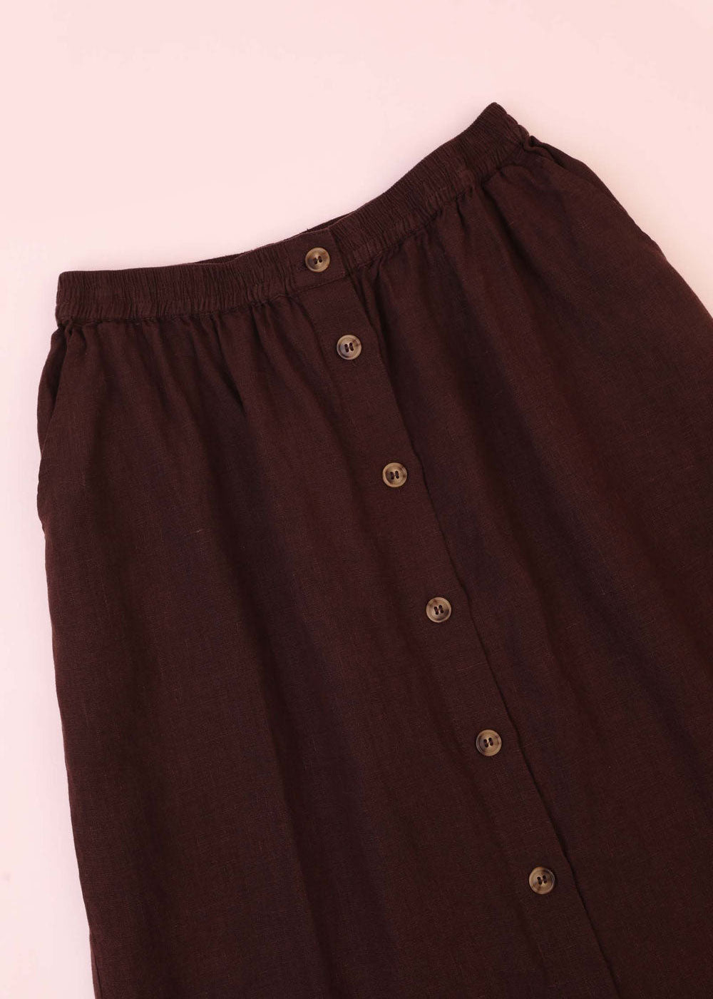 L.F.Markey Basic Button Front Skirt - Chocolate
