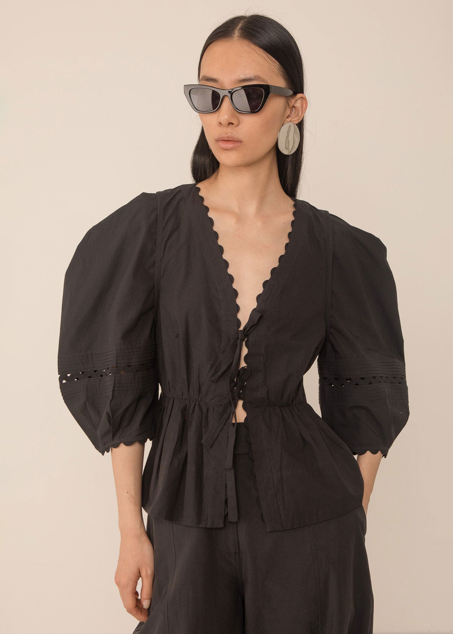 VI.VE.RE Carlotta Pleat Sleeve Top