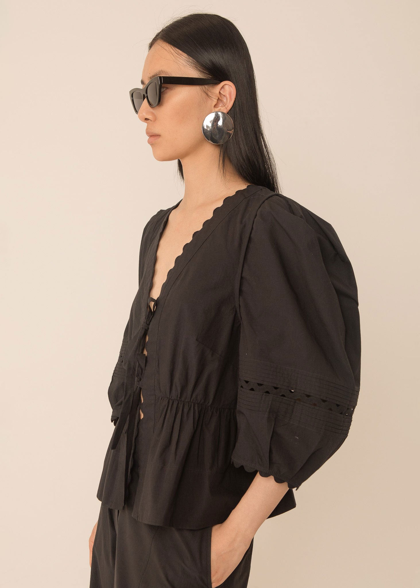 VI.VE.RE Carlotta Pleat Sleeve Top