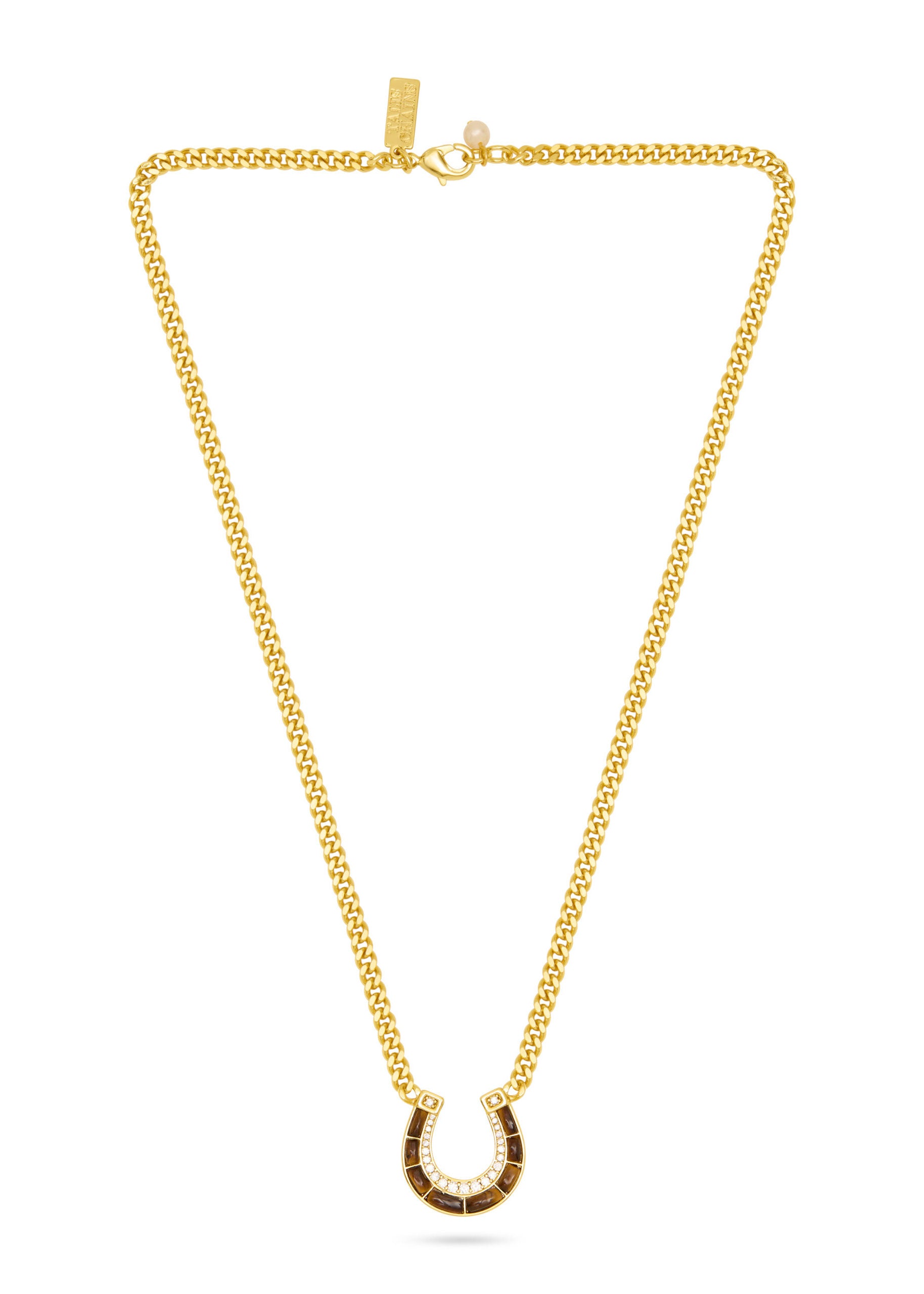 Talis Chains Horseshoe Pendant Necklace - Tiger’s Eye