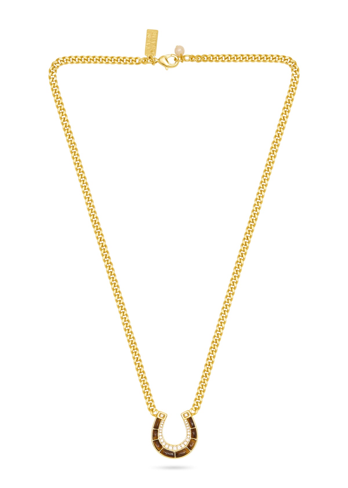 Talis Chains Horseshoe Pendant Necklace - Tiger’s Eye