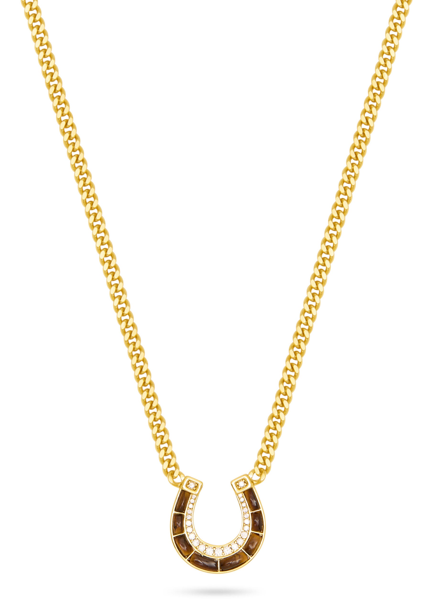 Talis Chains Horseshoe Pendant Necklace - Tiger’s Eye