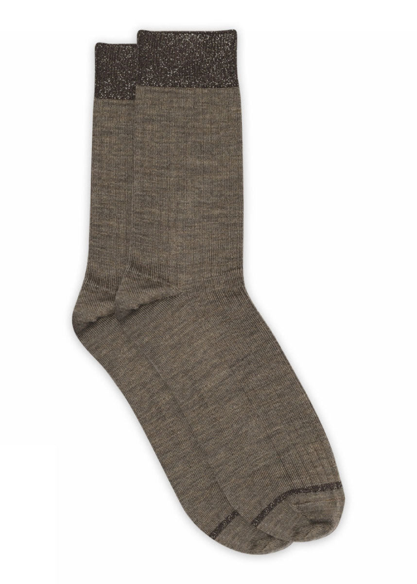 MP Denmark Erina Wool Rib Socks - Brown Melange