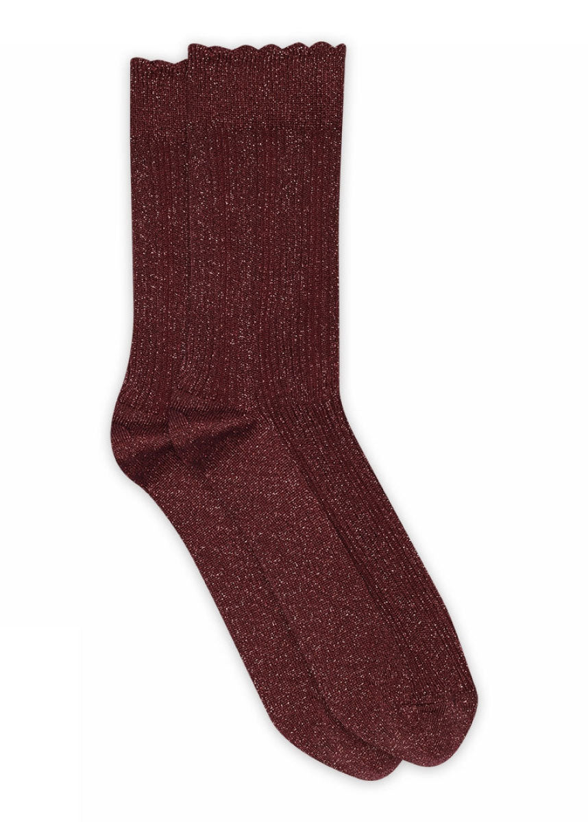 MP Denmark Julia Glitter Socks - Wine Red