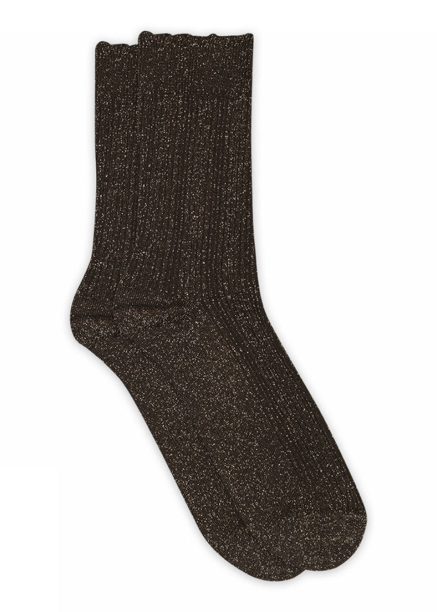 MP Denmark Julia Glitter Socks - Dark Brown