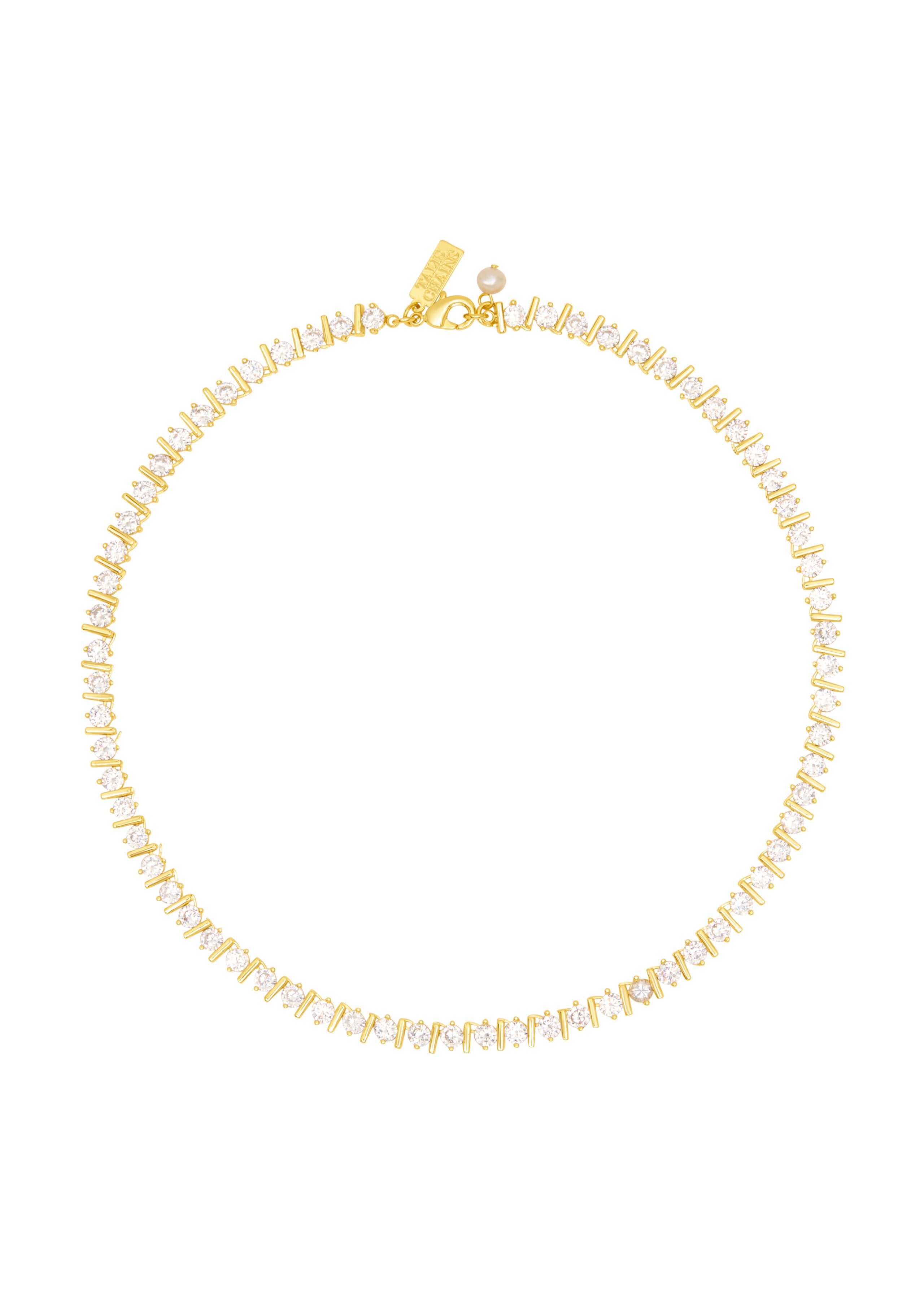 Talis Chains Straight Ridged Tennis Choker - White CZ