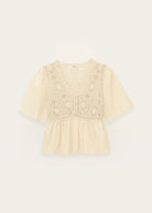 Flat product shot, butterfly sleeves and peplum waist laid open