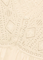 Detail of crochet diamond motif and front button fastening