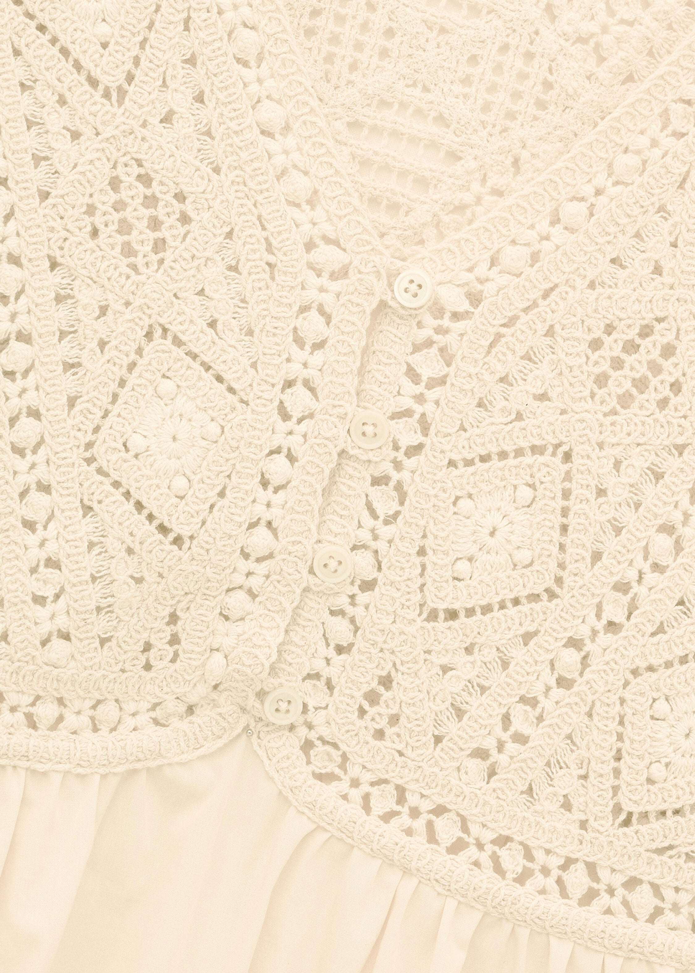 BA&SH Detail of crochet diamond motif and front button fastening