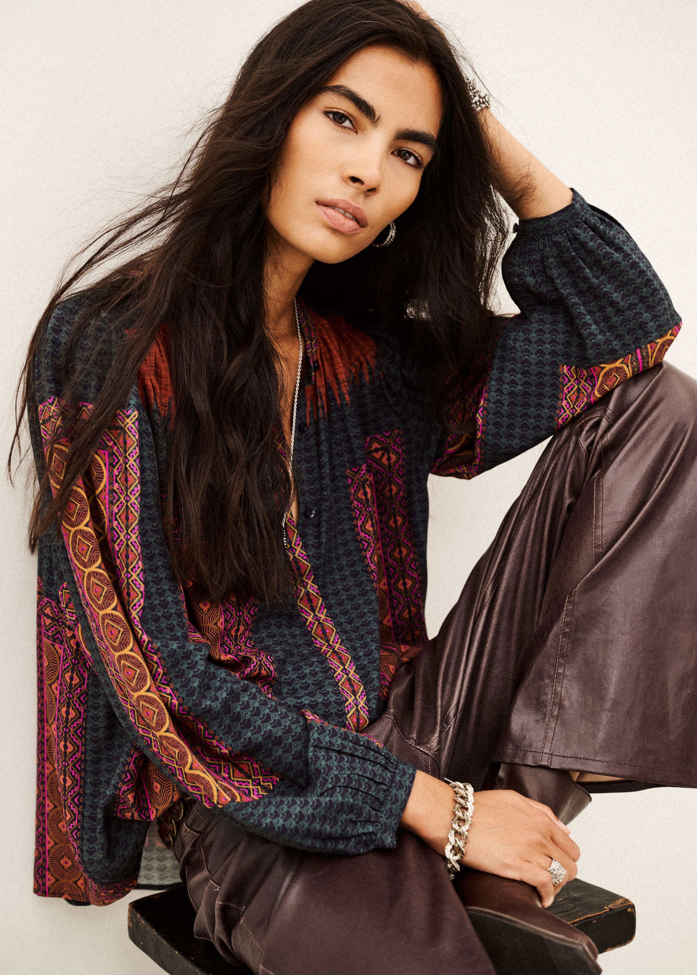 BA&SH Olivio Red Patterned Shirt