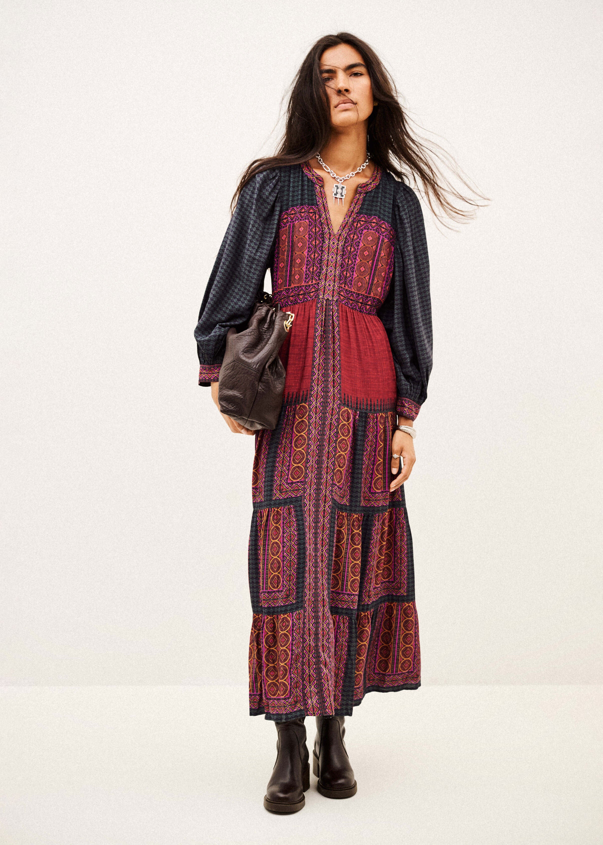 BA&SH Olly Red Patterned Dress