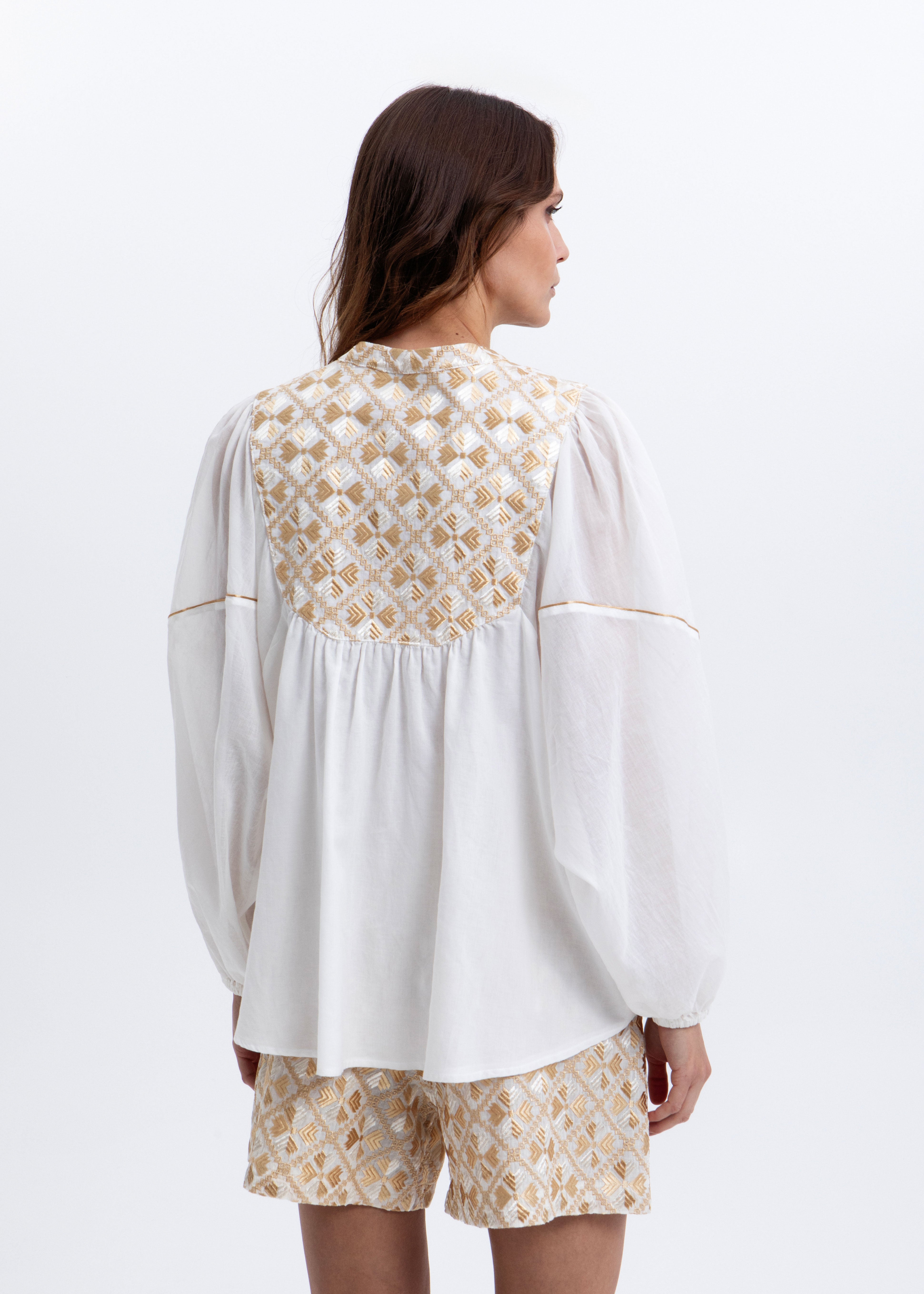 Greek Archaic Kori Flakes Tunic Top - White/ Gold Champagne