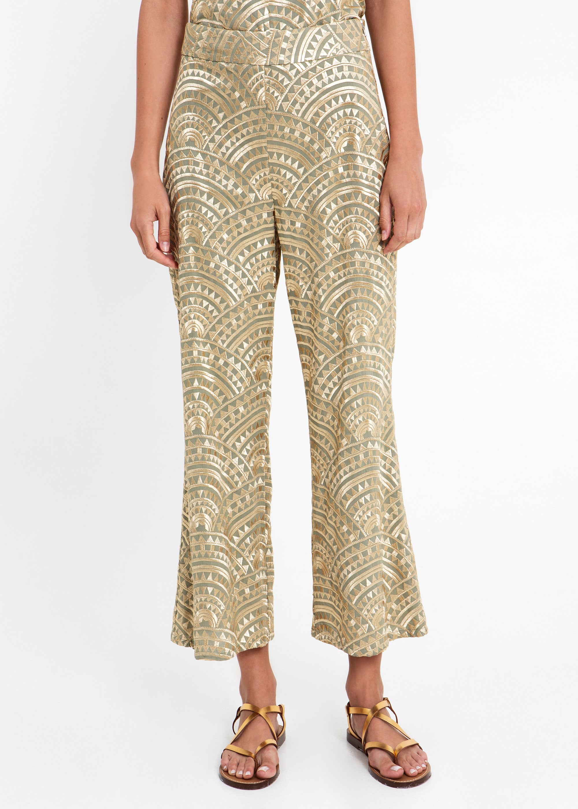 Greek Archaic Kori New Triangle Pants - Sage/ Gold