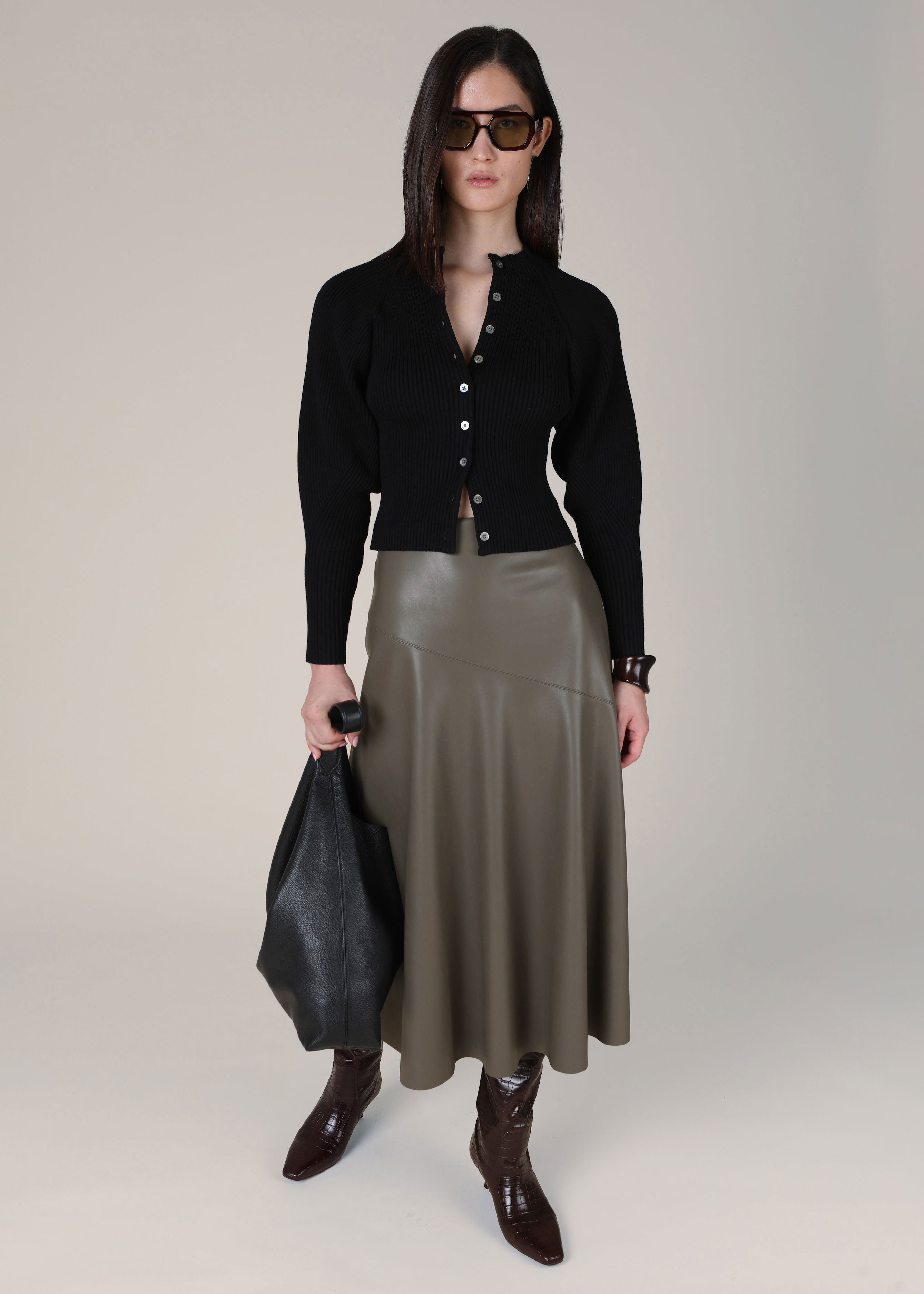 VI.VE.RE Rana Fit And Flare Skirt - Taupe