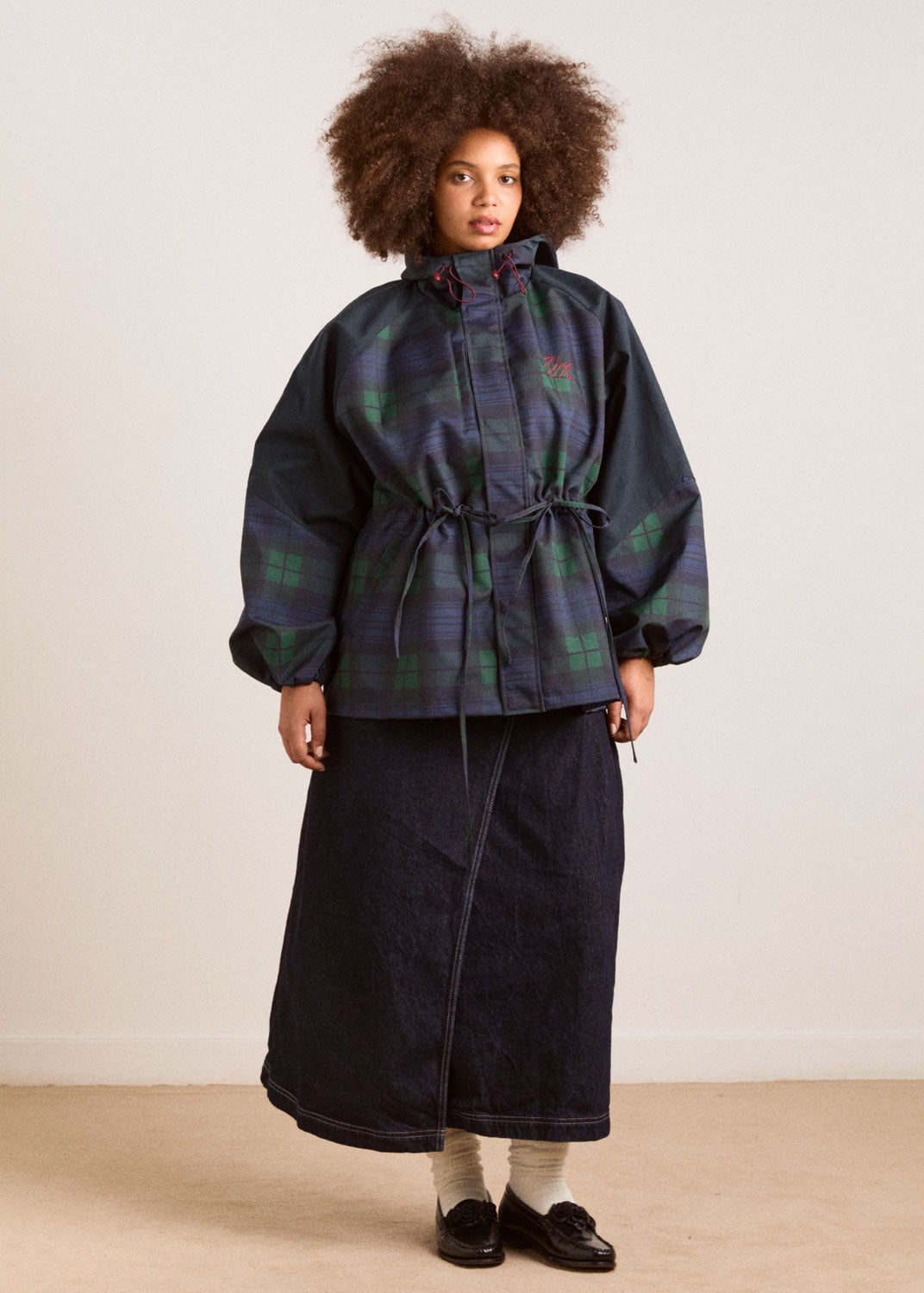 Damson Madder Liu Shower Proof Raincoat - Navy Check