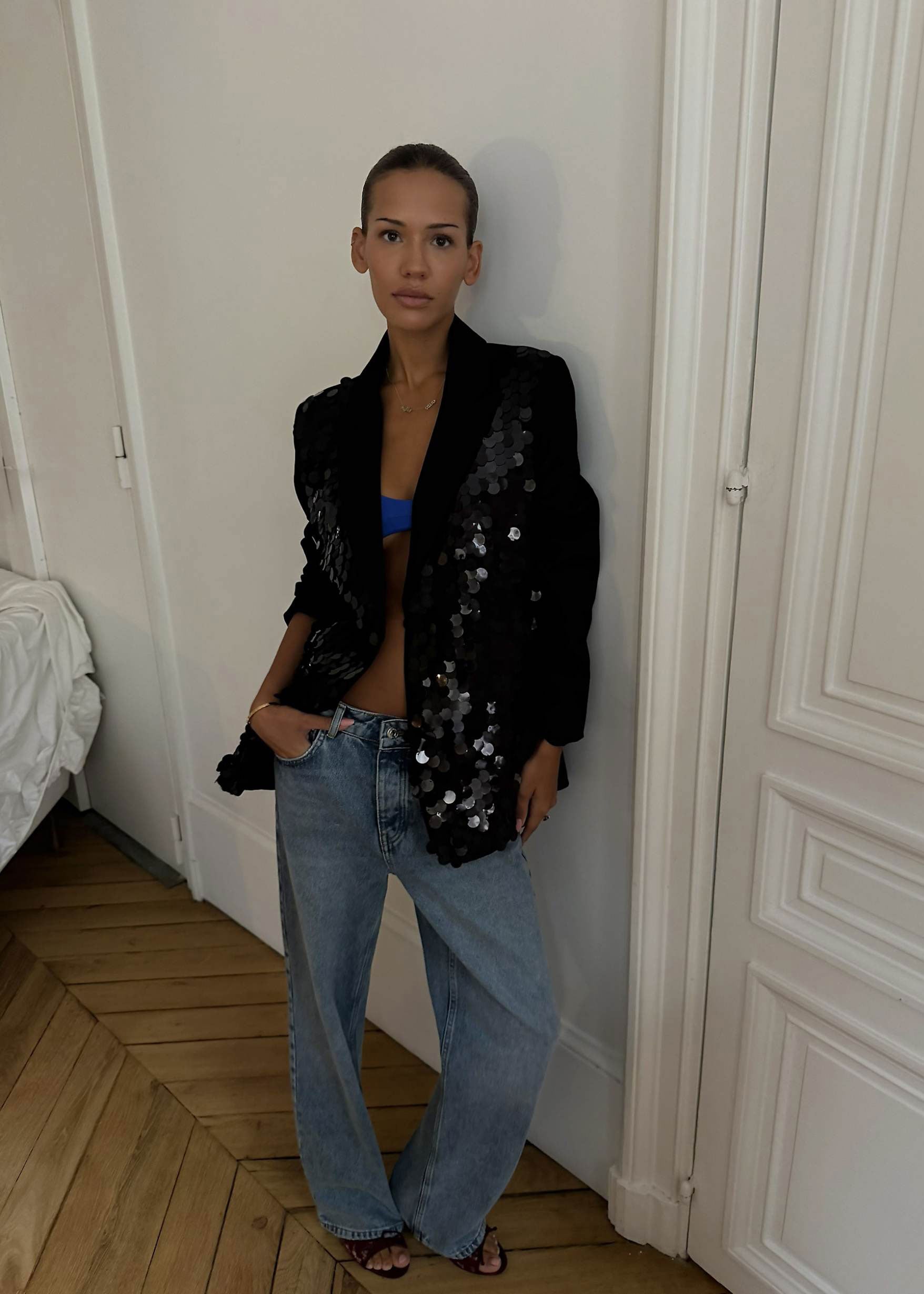 Never Fully Dressed Black Sequin Blazer