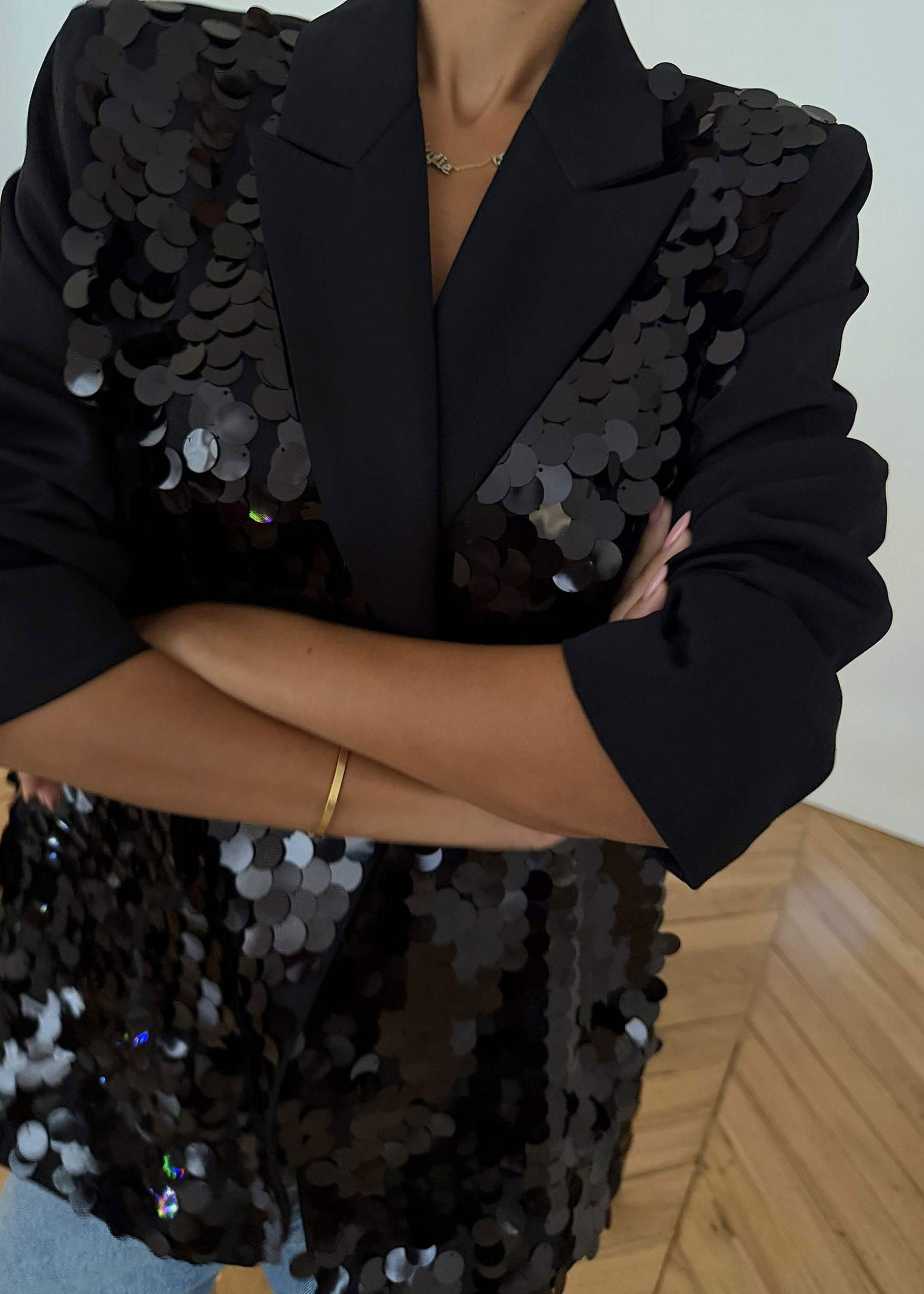 Never Fully Dressed Black Sequin Blazer