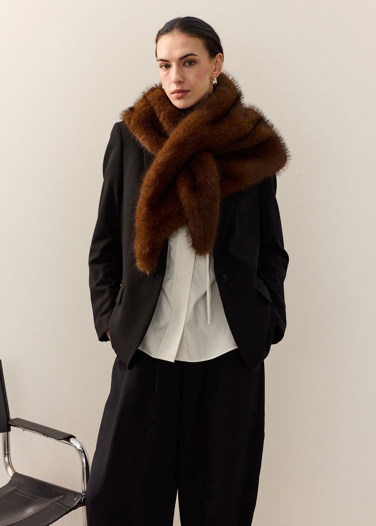 Helen Moore Faux Fur Triangle Scarf - Mahogany