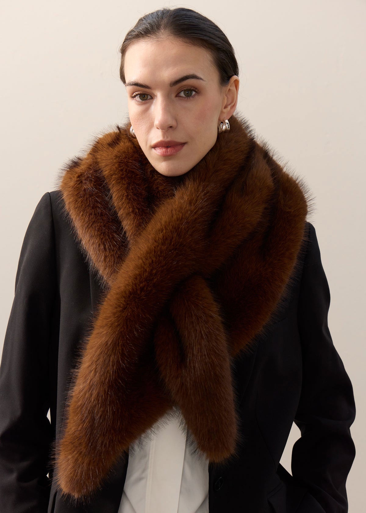 Helen Moore Faux Fur Triangle Scarf - Mahogany