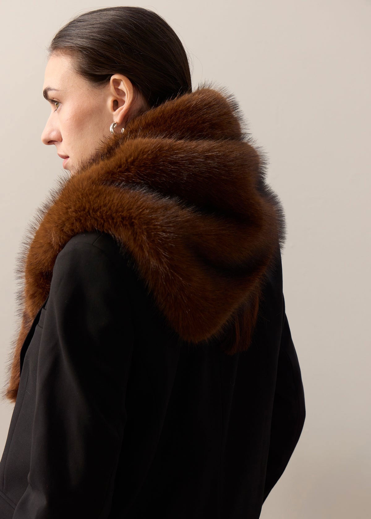 Helen Moore Faux Fur Triangle Scarf - Mahogany