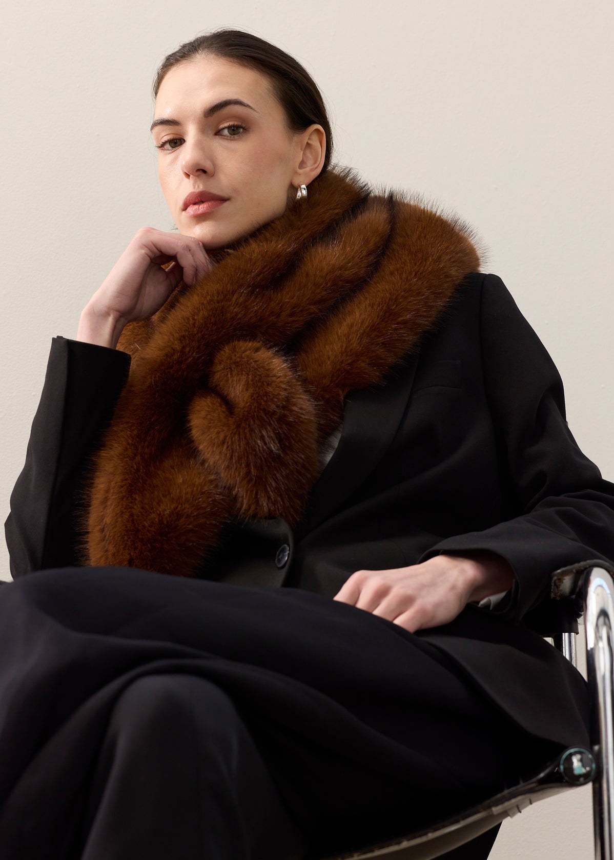 Helen Moore Faux Fur Triangle Scarf - Mahogany
