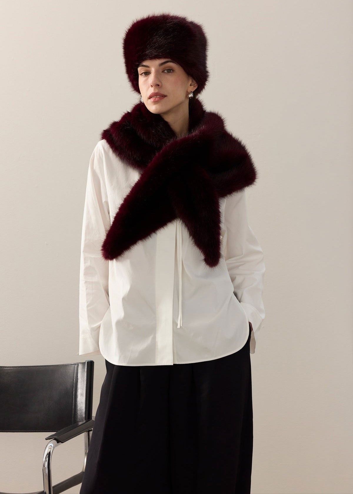 Helen Moore Faux Fur Triangle Scarf - Wine