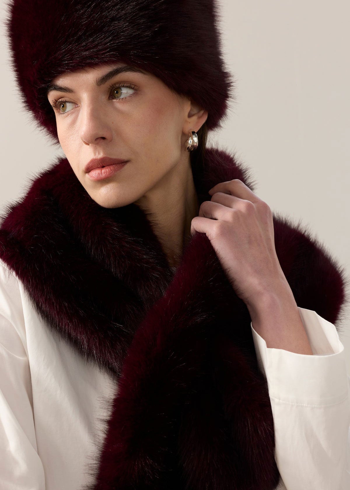 Helen Moore Faux Fur Triangle Scarf - Wine