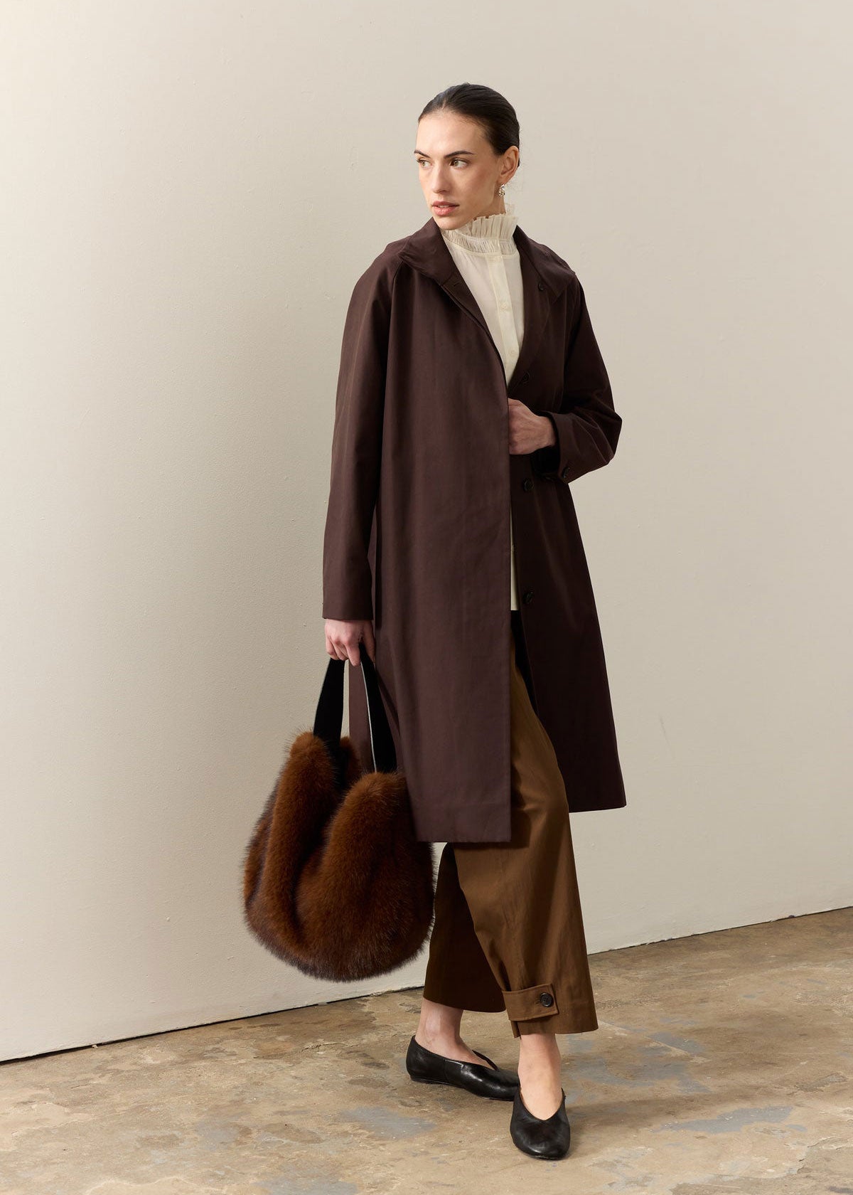 Helen Moore Faux Fur Slouch Bag - Mahogany