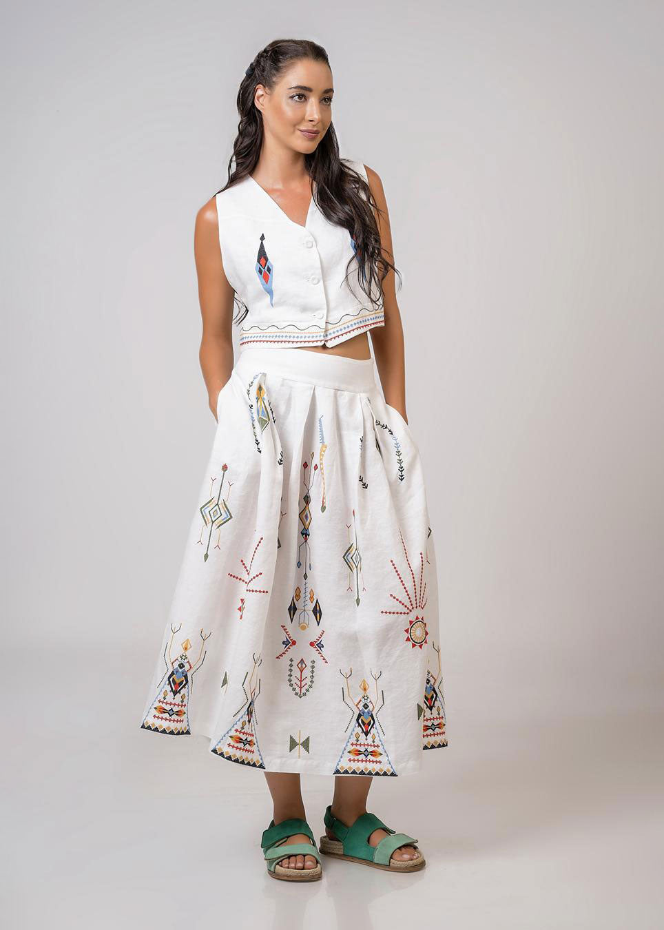 Aether Concept Embroidered Vest - White