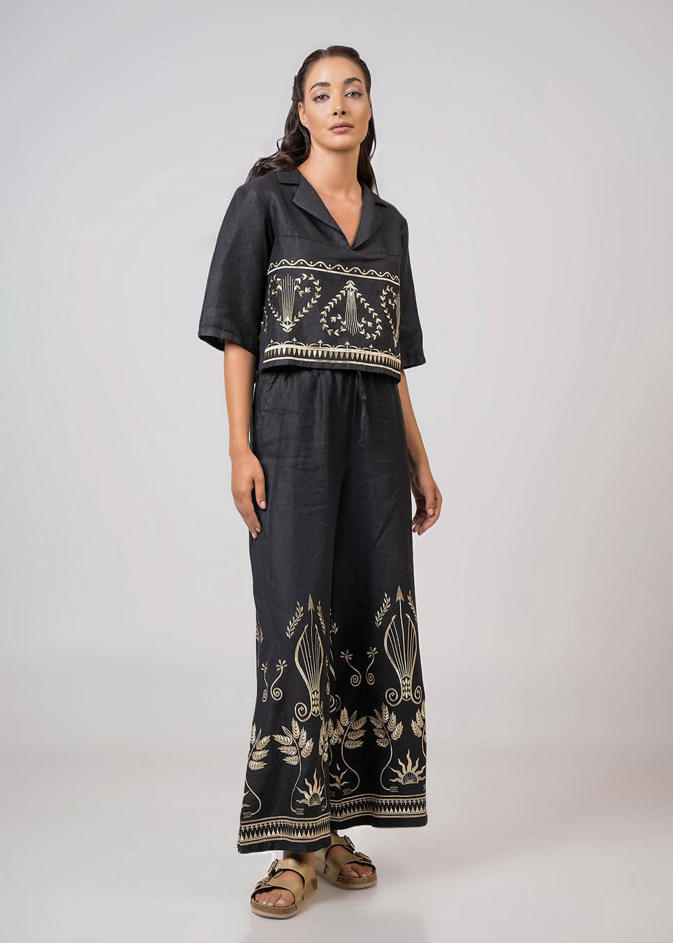 Aether Concept Embroidered Blouse - Black/Gold