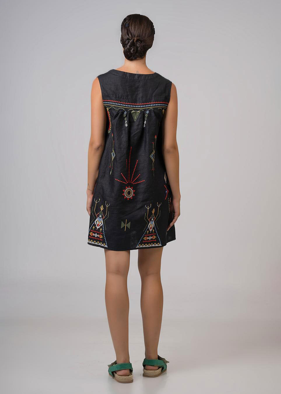 Aether Concept Short Embroidered Dress - Black