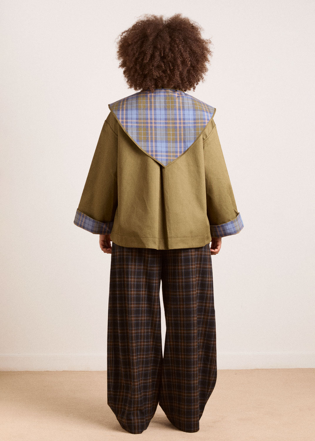 Damson Madder Reversible Jerry Crop Trench Coat - Olive