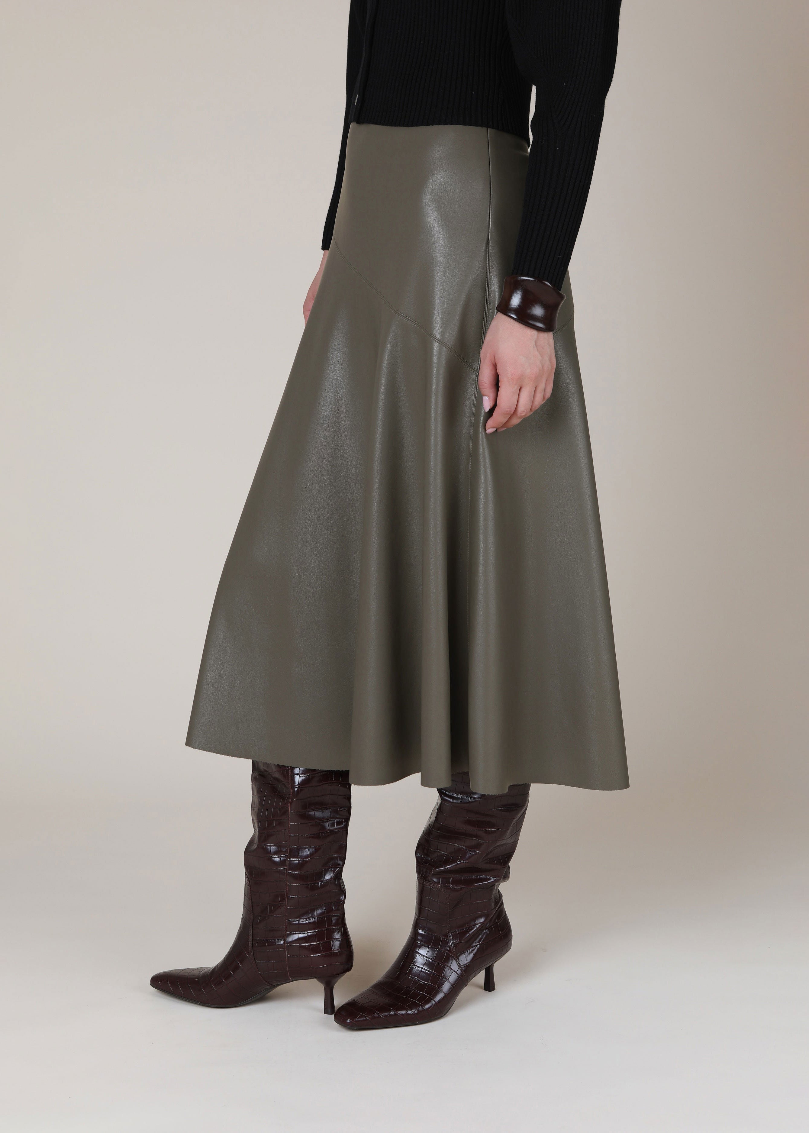 VI.VE.RE Rana Fit And Flare Skirt - Taupe