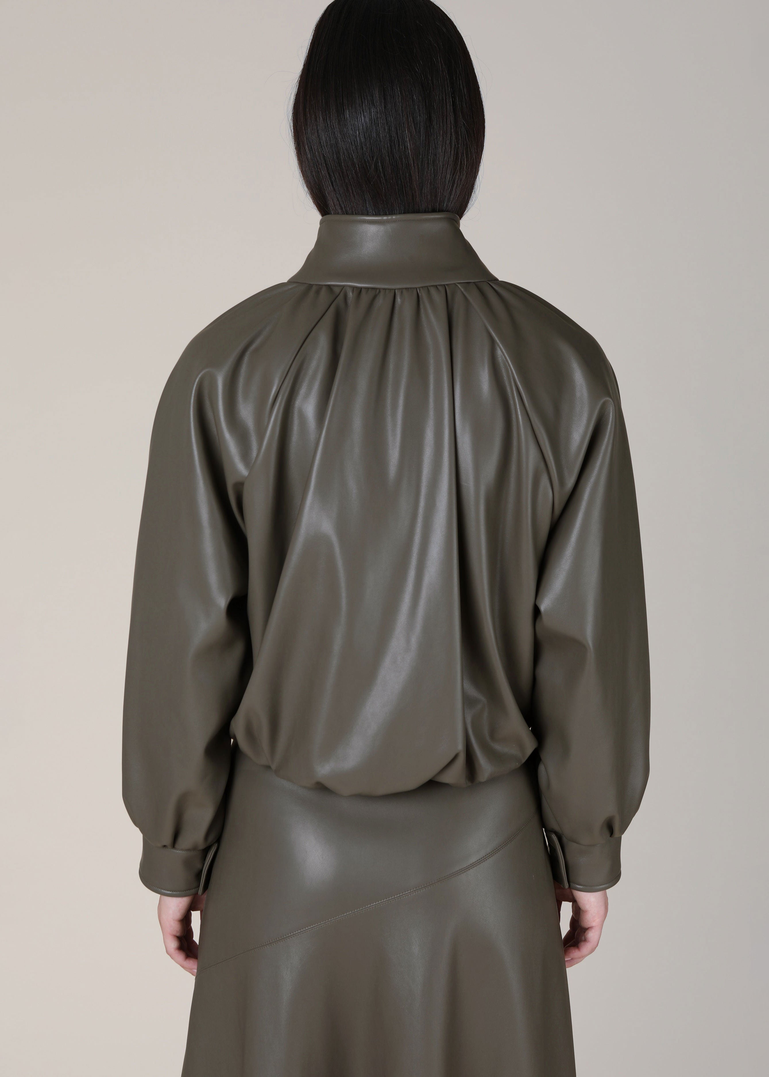 VI.VE.RE Salomi Faux Leather Bomber Jacket - Taupe