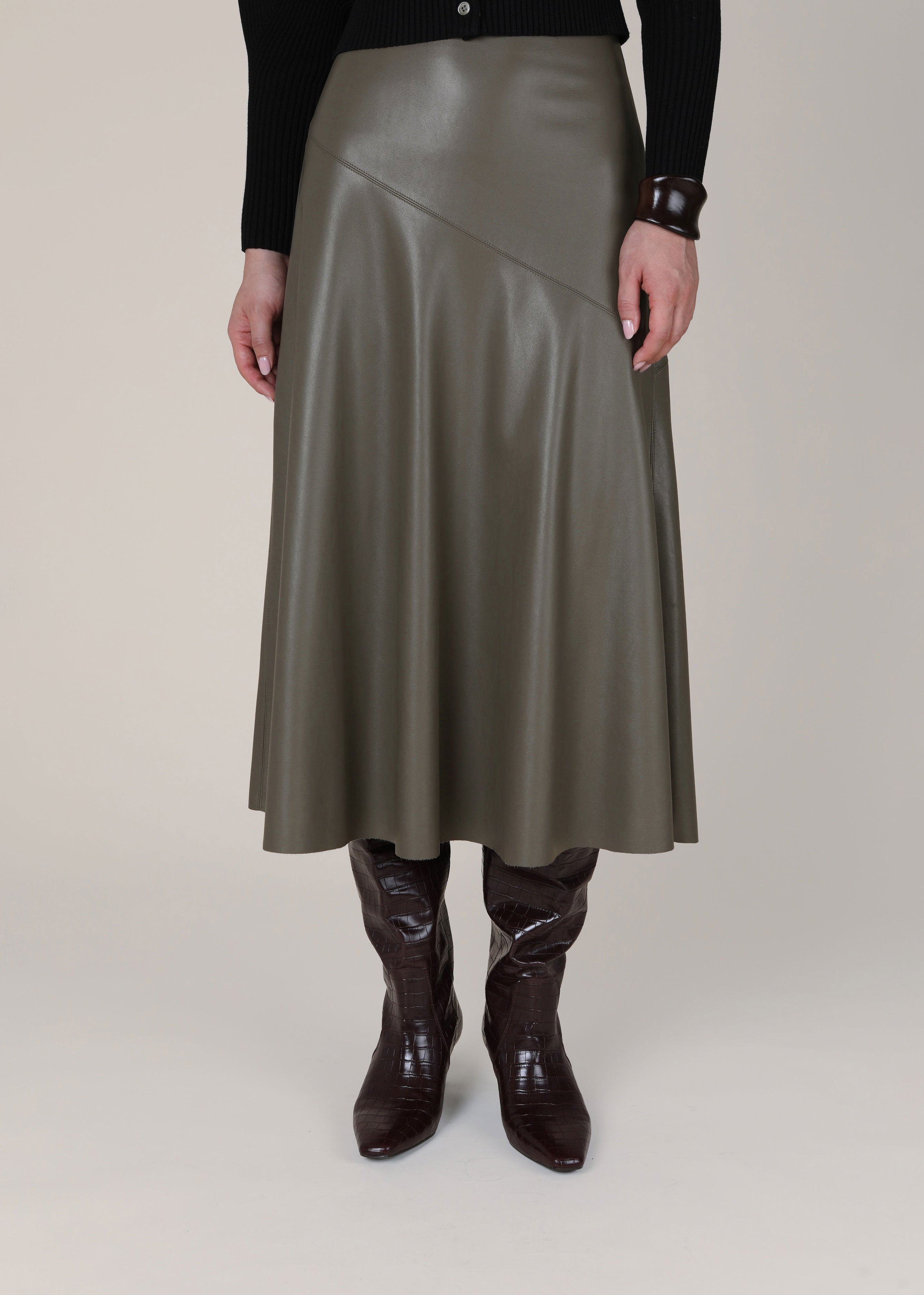VI.VE.RE Rana Fit And Flare Skirt - Taupe