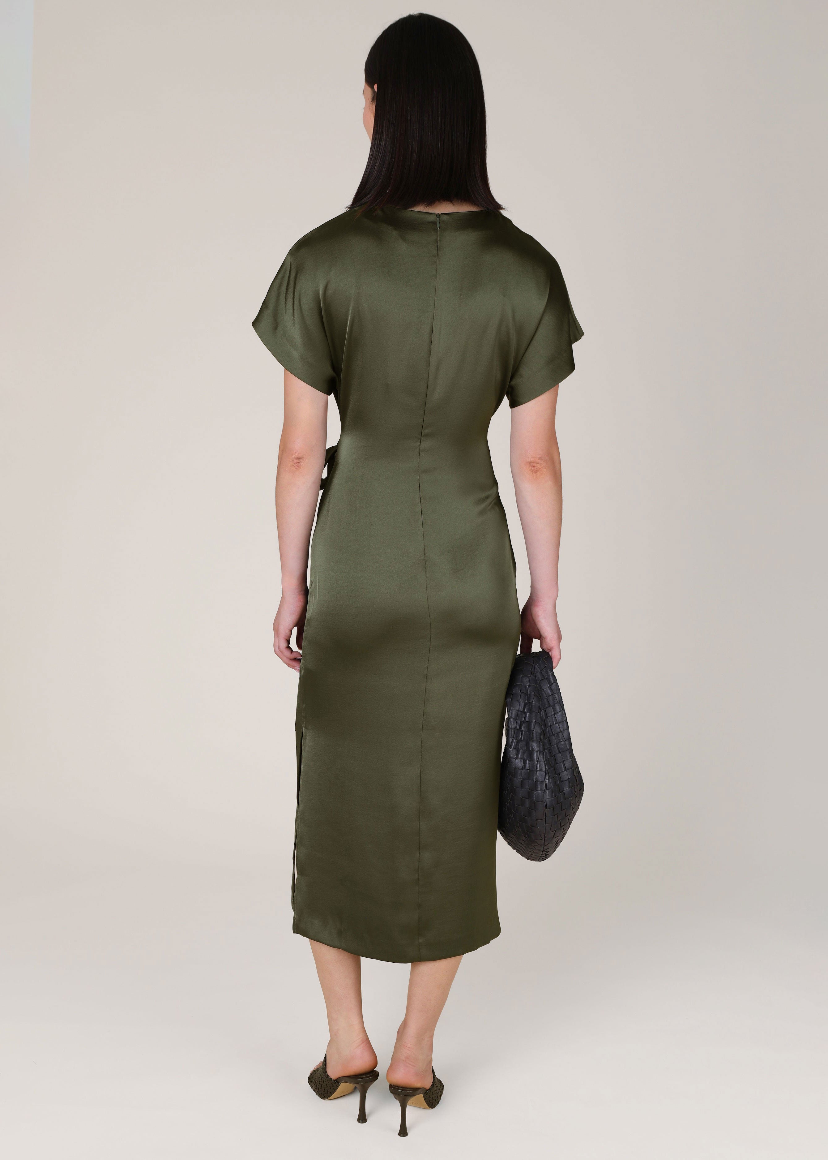 VI.VE.RE Rabia Side Tie Dress - Dark Green