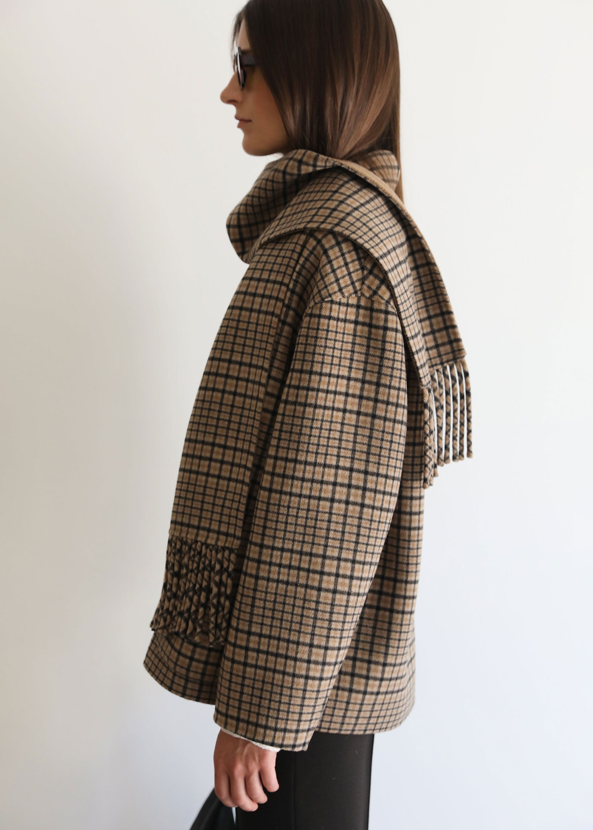 VI.VE.RE Quinn Double  Faced Check Scarf Jacket