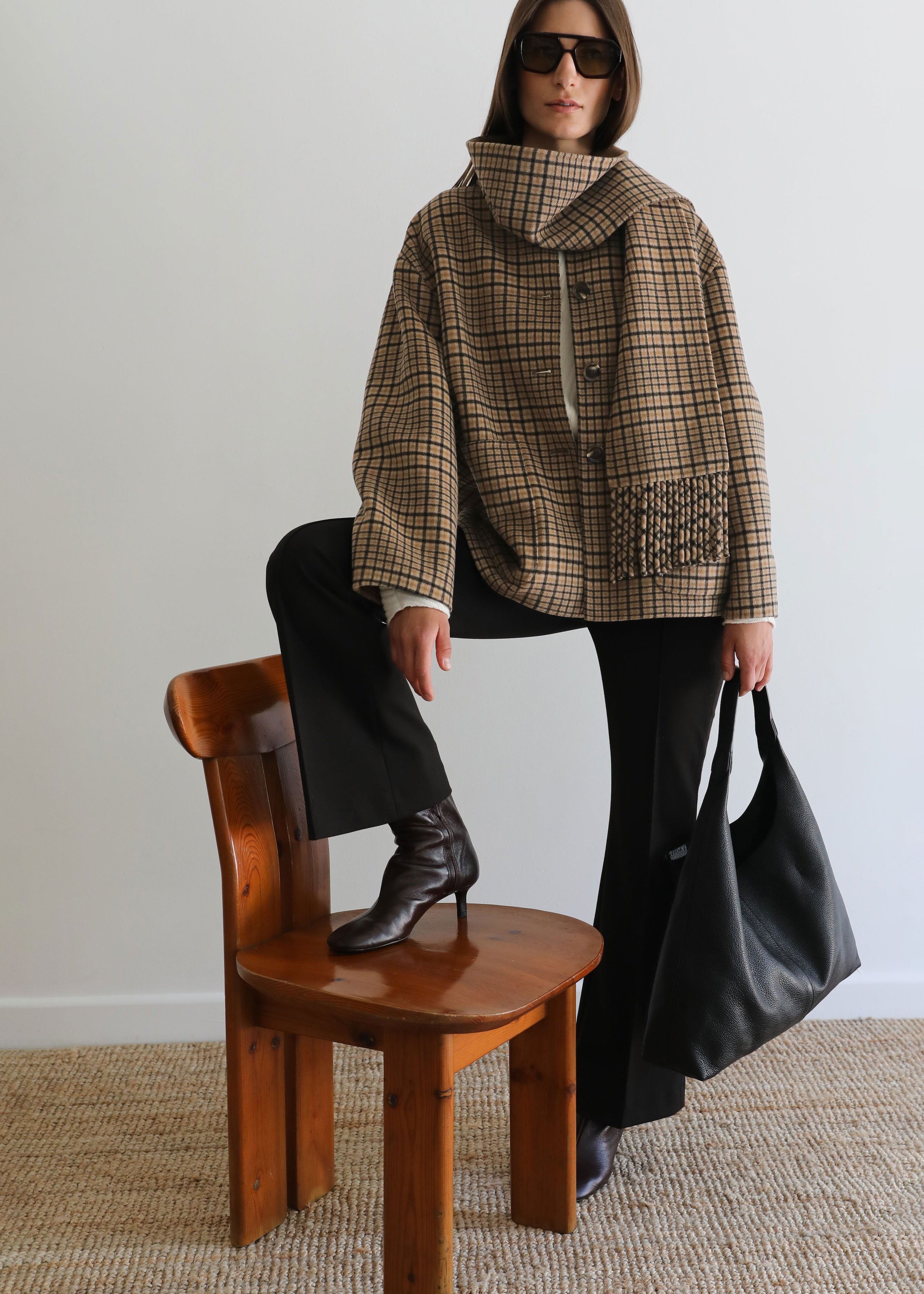 VI.VE.RE Quinn Double  Faced Check Scarf Jacket