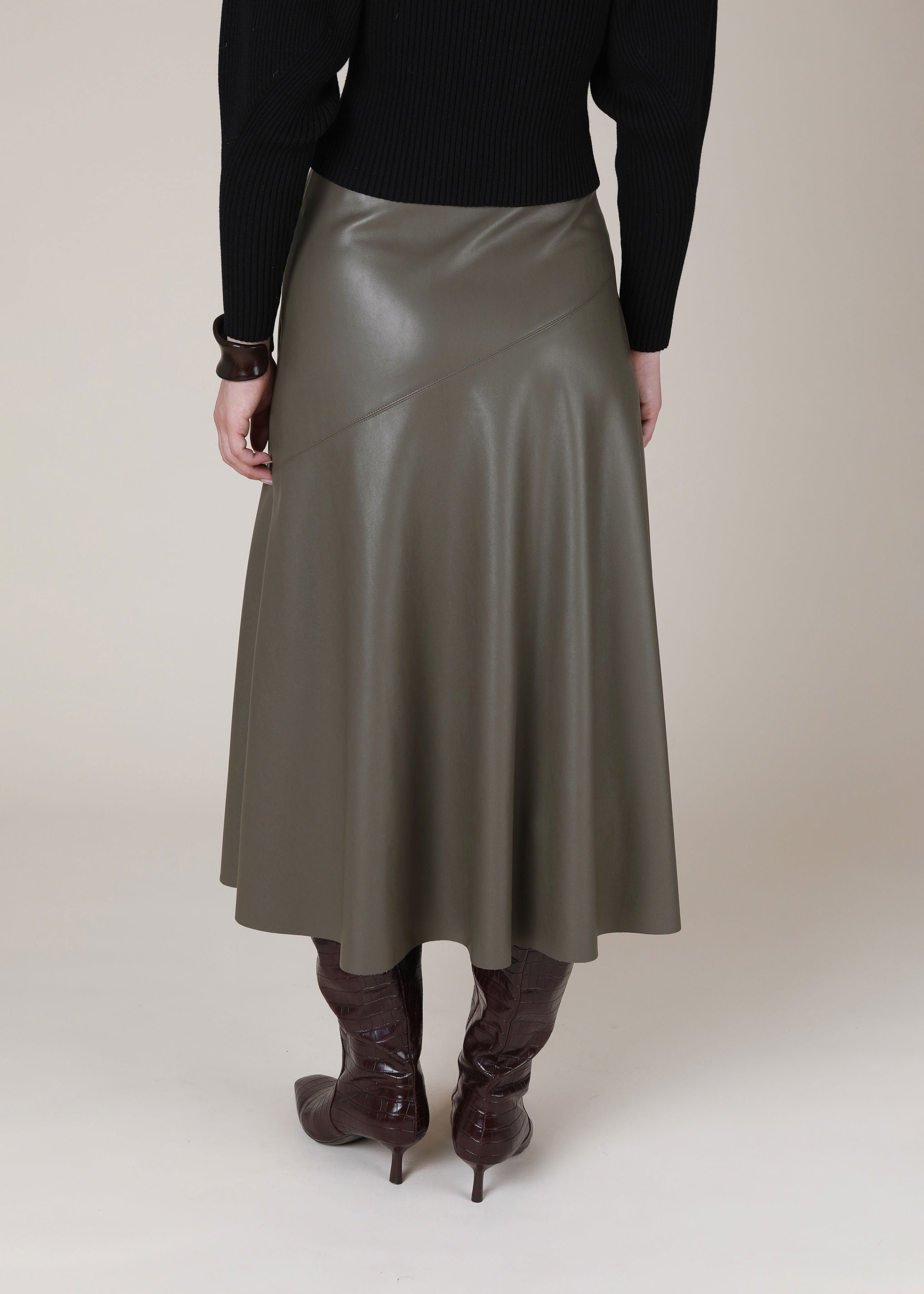 VI.VE.RE Rana Fit And Flare Skirt - Taupe