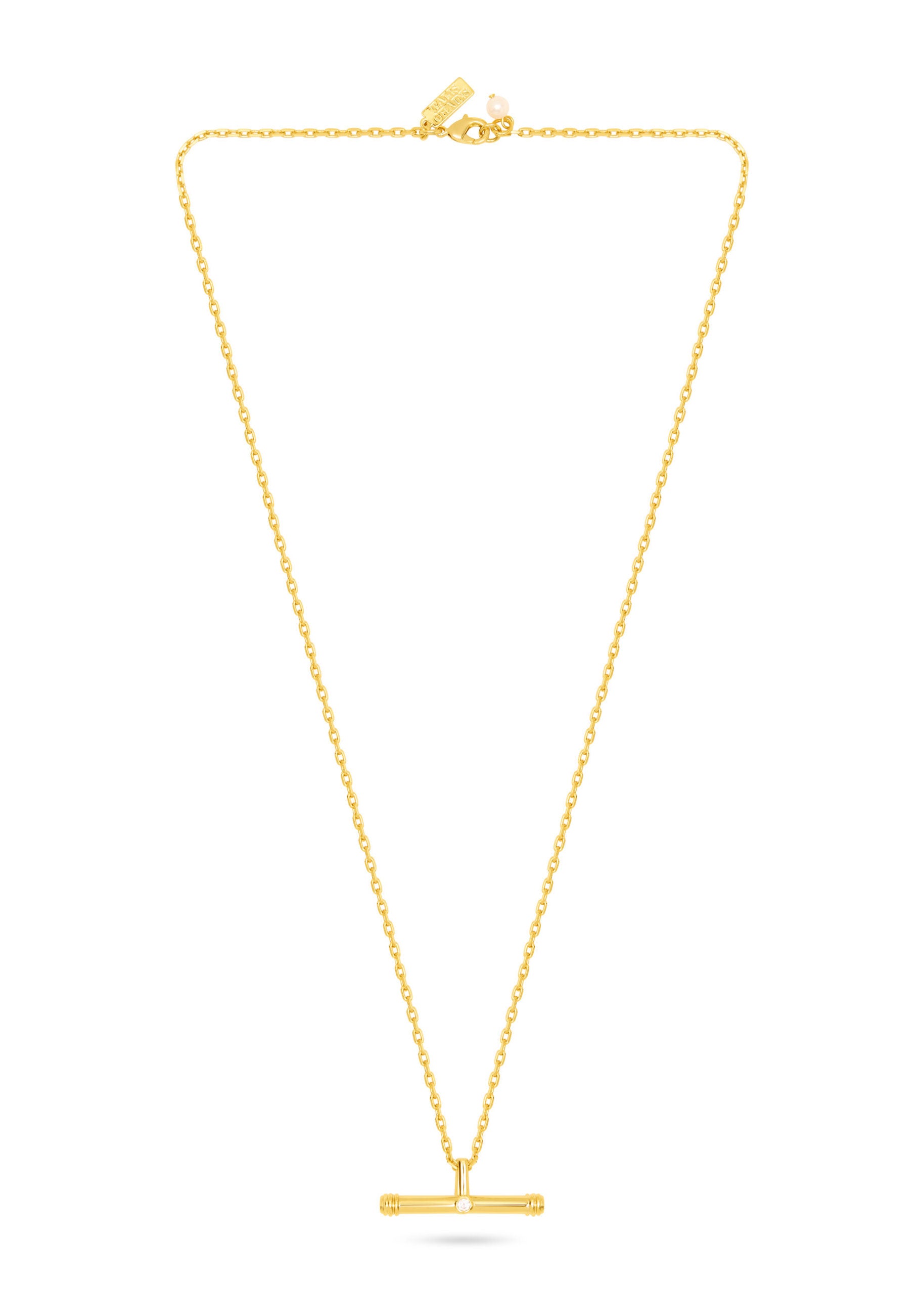 Talis Chains T- Bar Pendant Necklace LIGHT - Gold