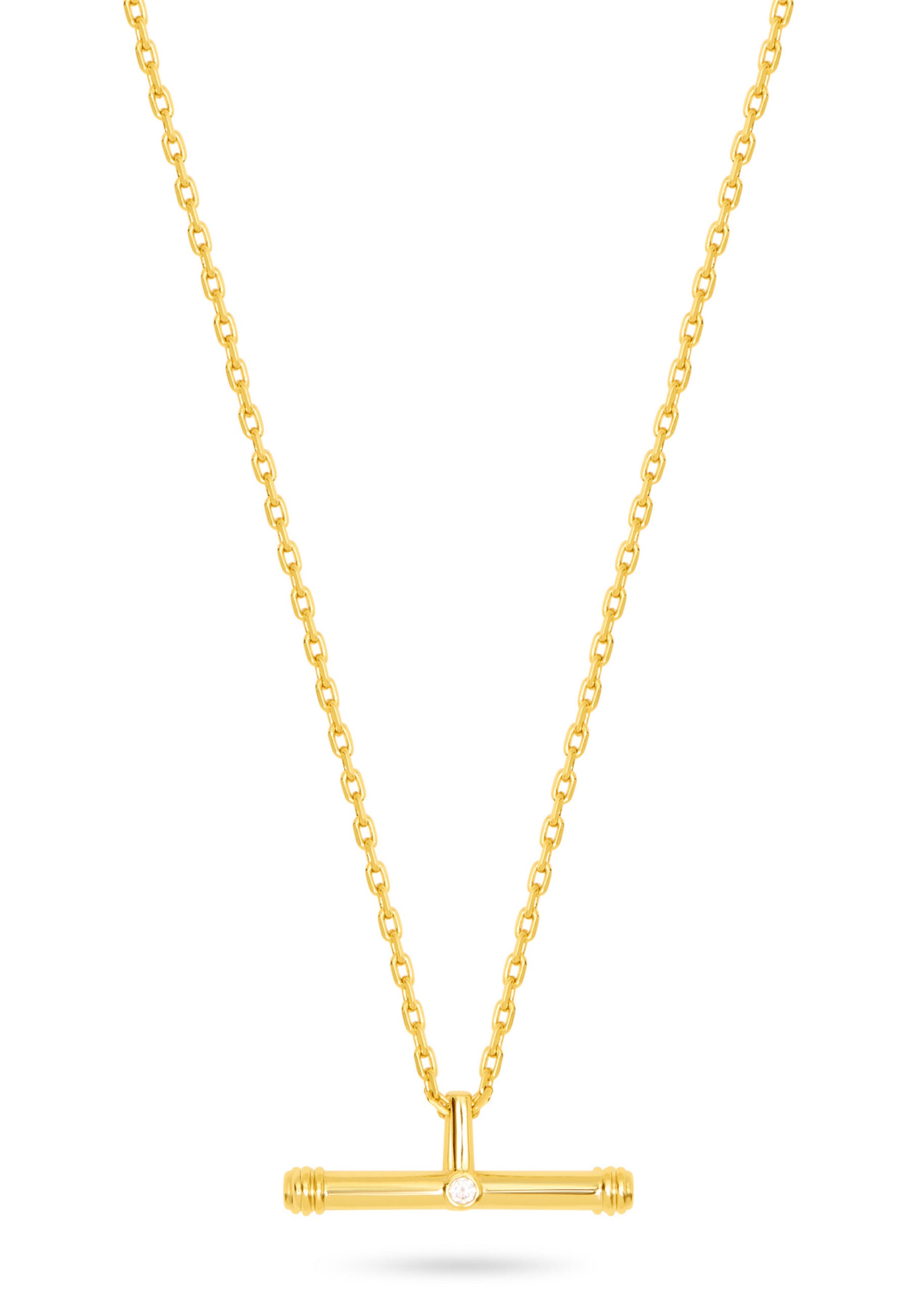 Talis Chains T- Bar Pendant Necklace LIGHT - Gold