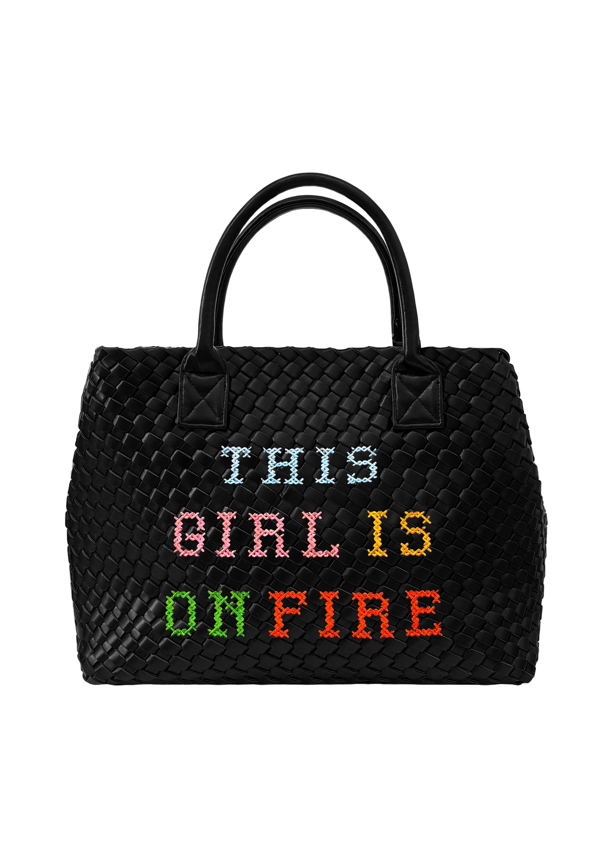 Lilly Loves THIS GIRL IS ON FIRE Woven Handbag
