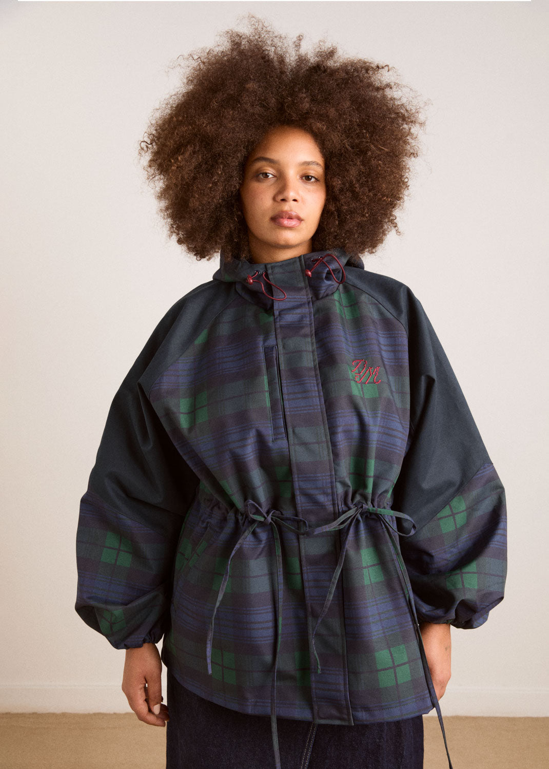 Damson Madder Liu Shower Proof Raincoat - Navy Check