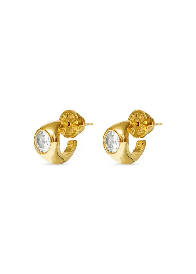 Talis Chains CZ Stud Huggie Earrings - Gold