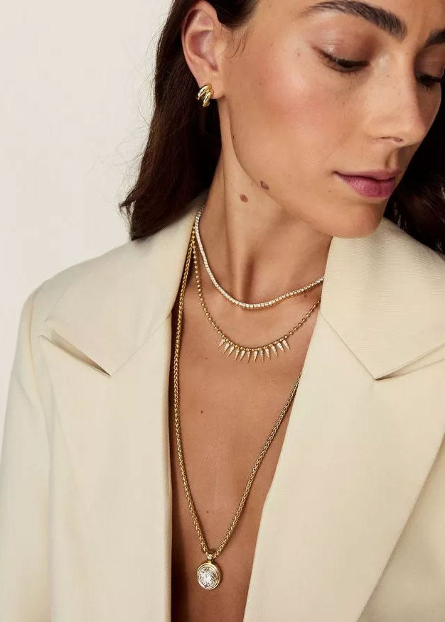 Talis Chains Halo Pendant Necklace- CZ