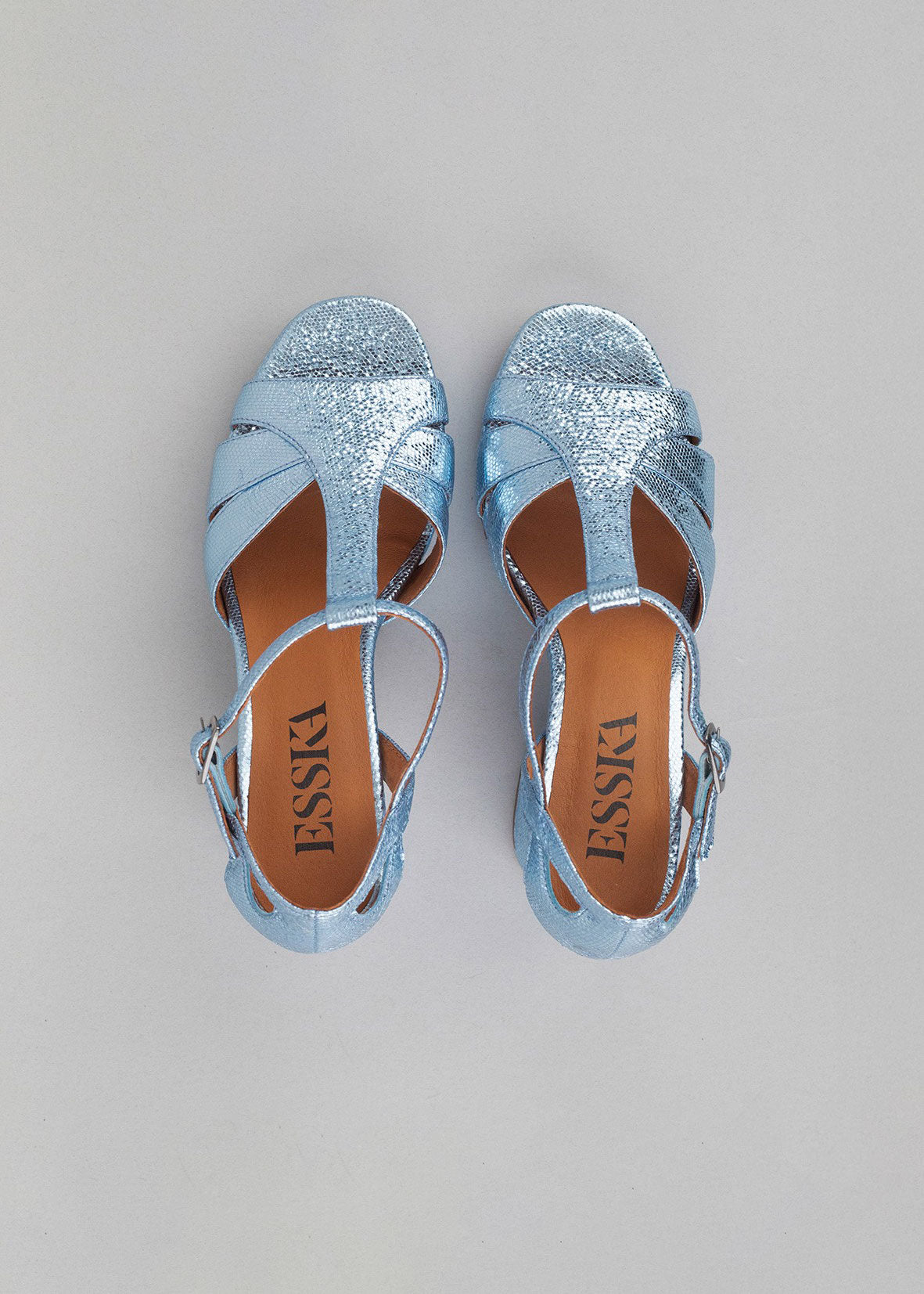 Esska Valerie Metallic Blue Heeled Sandals